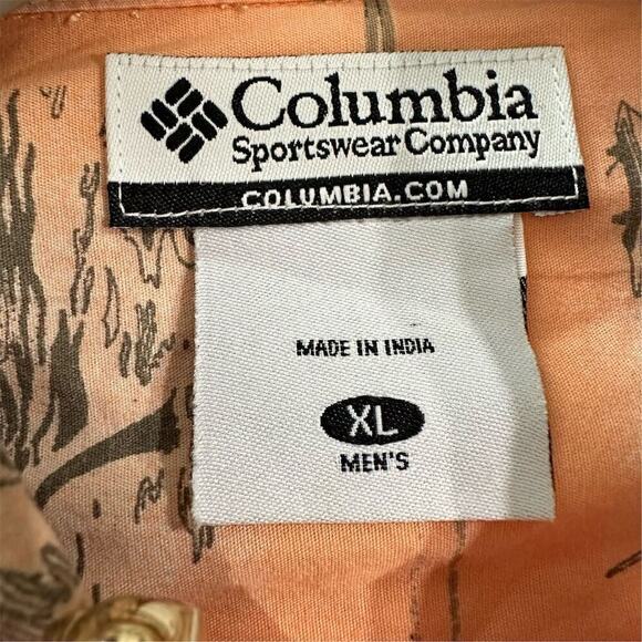 Columbia River Lodge Men's XL Peach Fish Print Button-Up Shirt - Picture 4 of 8